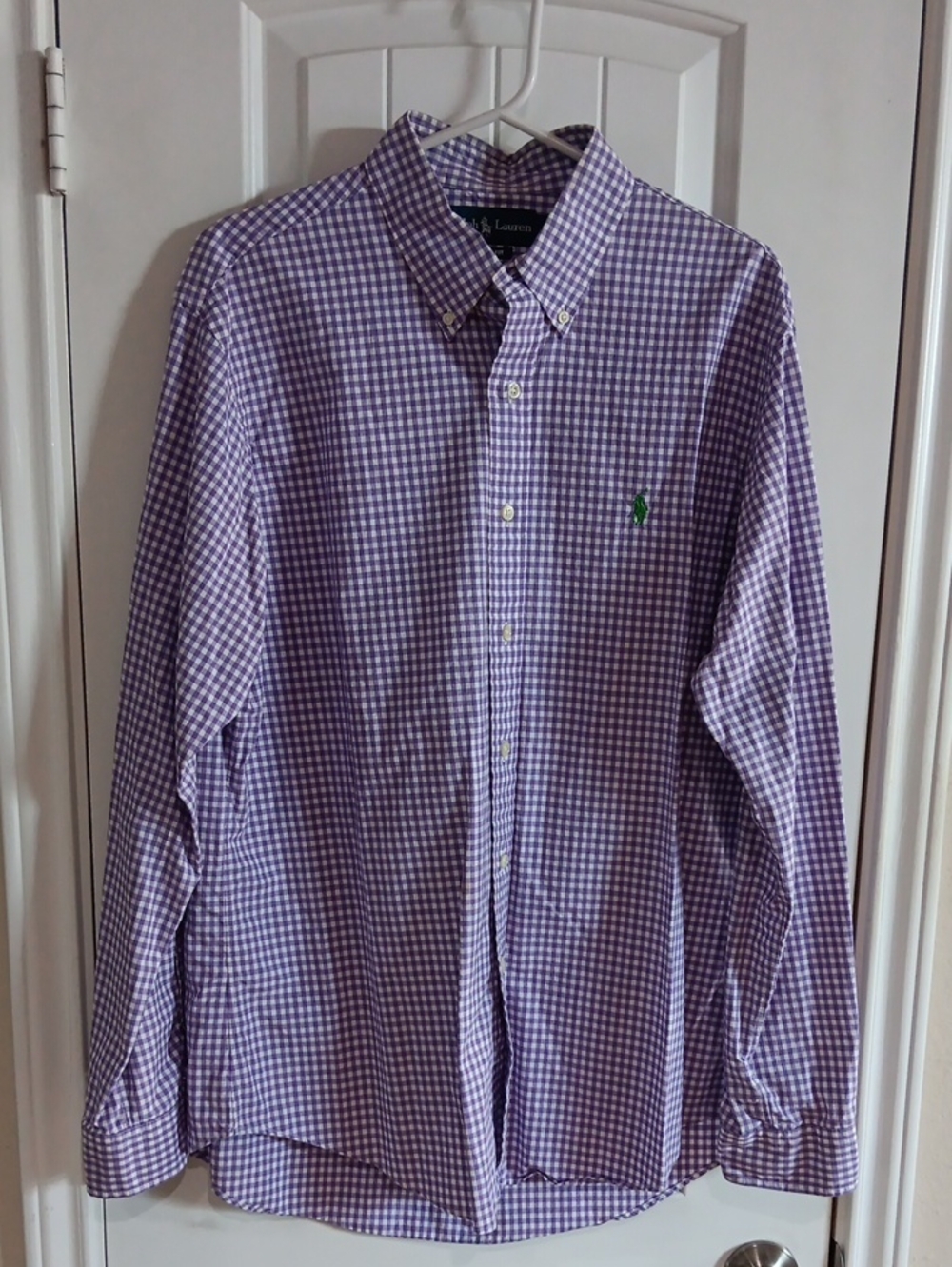 Polo Ralph Lauren Custom Fit Purple Gingham Button Down Shirt Men’s Size L